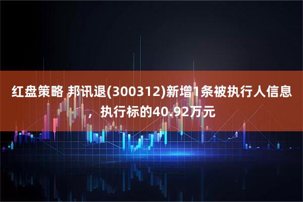 红盘策略 邦讯退(300312)新增1条被执行人信息，执行标的40.92万元